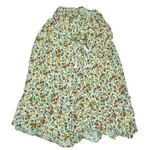 Cynthia Rowley BoHo Long Floral Skirt Elastic Waist With Buttons Size Small